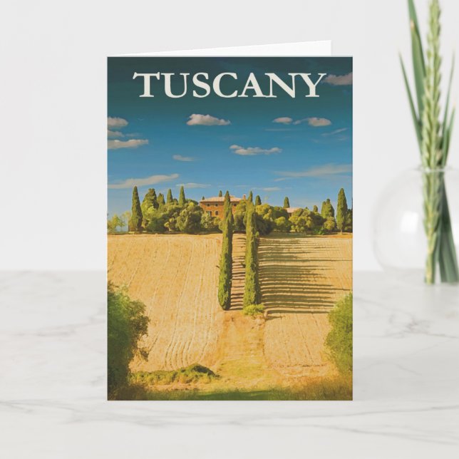 Tuscany Italy Retro Vintage Travel Poster Card (Front)