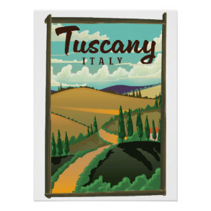 Tuscany Italy travel poster
