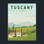 Tuscany Italy Travel Vintage Art Postcard<br><div class="desc">Tuscany vector art design. Its capital,  Florence,  is home to some of the world’s most recognizable Renaissance art and architecture,  including Michelangelo’s "David" statue.</div>