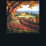 Tuscany Italy Vineyard Landscape Stretched Canvas  Print<br><div class="desc">Bring timeless beauty and rustic elegance into your home with this Italy Tuscany vineyard stretched canvas wall art. This stunning landscape captures rolling vineyard hills in rich autumn colors, leading toward a charming hilltop village beneath a glowing sky. Inspired by the iconic scenery of Tuscany, this artwork evokes warmth, travel,...</div>