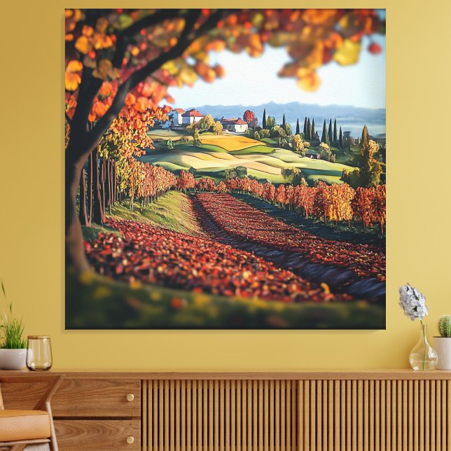 Tuscany Italy Vineyard Landscape Stretched Canvas  Print (Insitu(LivingRoom))