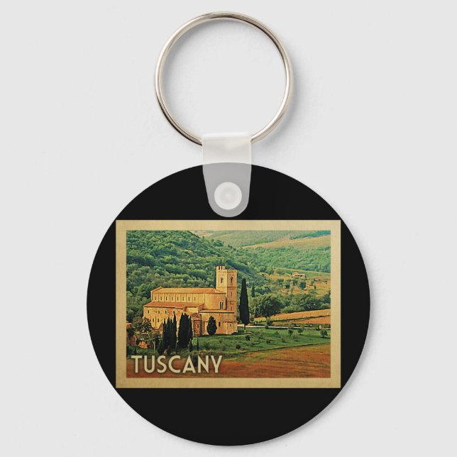 Tuscany Italy Vintage Travel Keychain (Front)
