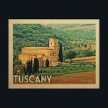 Tuscany Italy Vintage Travel Postcard<br><div class="desc">Tuscany Italy design in Vintage Travel style featuring a beautiful Italy country scene of the Abbazia di Sant'Antimo (Abbey of Sant'Antimo) - an Italian delight.</div>