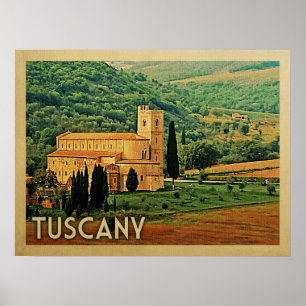 Tuscany Italy Vintage Travel Poster
