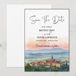 TUSCANY Italy Watercolor Skyline   Save The Date