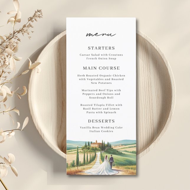 Tuscany Italy Watercolor Skyline Wedding Menu (Creator Uploaded)