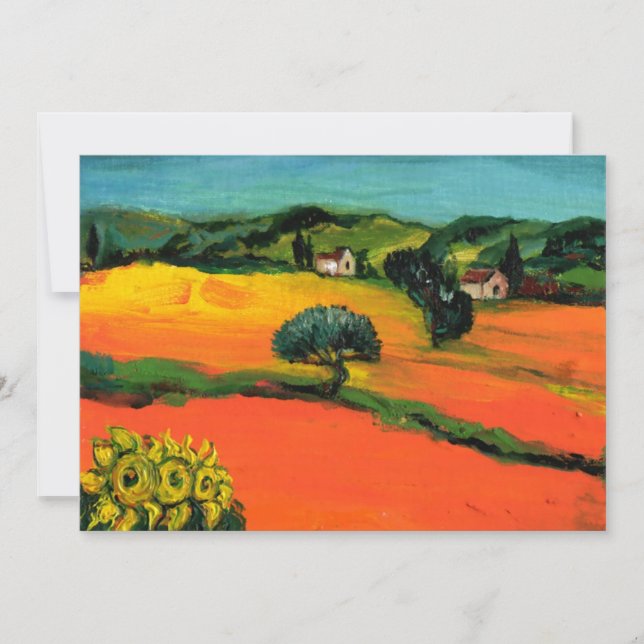 TUSCANY LANDSCAPE , blue green yellow orange Invitation (Front)