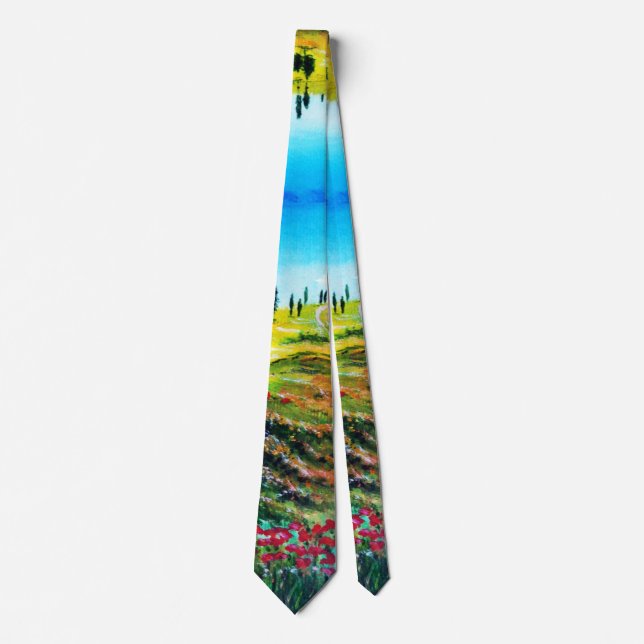TUSCANY LANDSCAPE ,CYPRESS TREES WITH POPPIES  NEC TIE (Front)