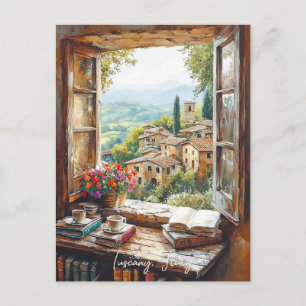 Tuscany Landscape Painting   Italy Travel   Art Postcard