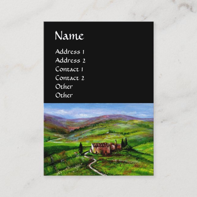 TUSCANY LANDSCAPE WITH GREEN HILLS BUSINESS CARD (Front)