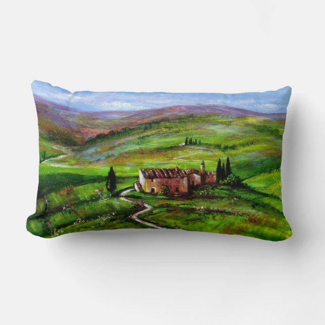 TUSCANY LANDSCAPE WITH GREEN HILLS LUMBAR PILLOW (Front)