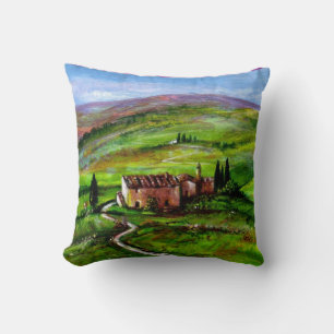 TUSCANY LANDSCAPE WITH GREEN HILLS THROW PILLOW