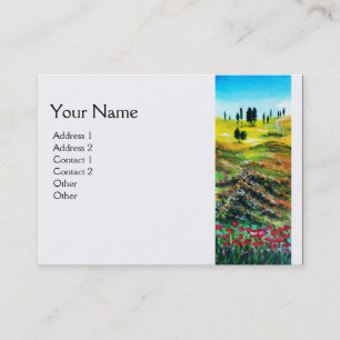 TUSCANY LANDSCAPE WITH POPPIES ,white Business Card
