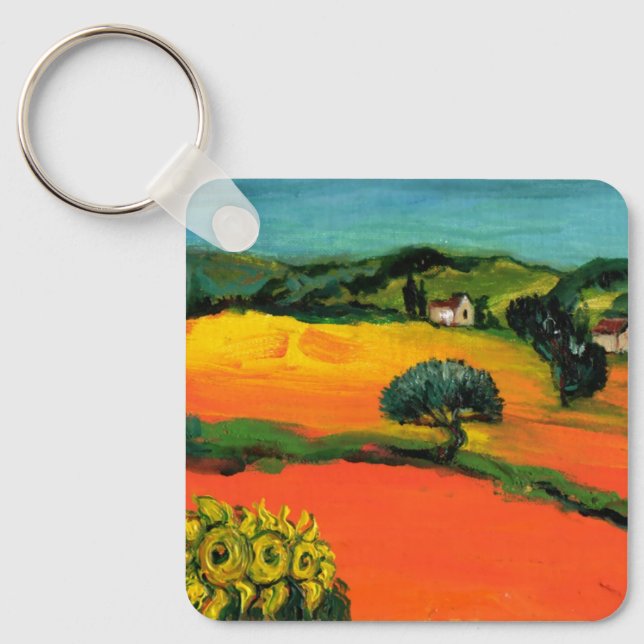 TUSCANY LANDSCAPE WITH SUNFLOWERS KEYCHAIN (Front)