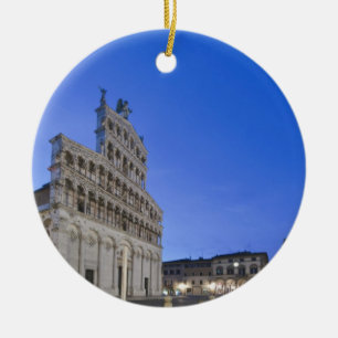 Tuscany, Lucca, Piazza San Michele at Dawn Ceramic Ornament