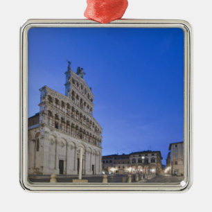 Tuscany, Lucca, Piazza San Michele at Dawn Metal Ornament