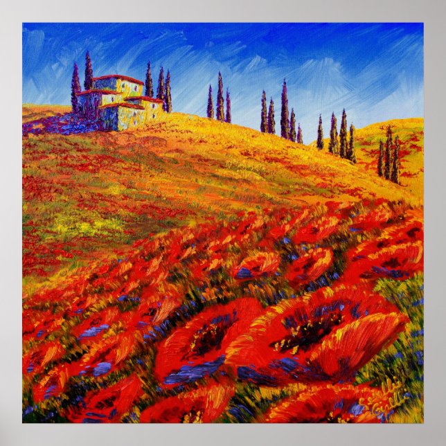 Tuscany Rolling Poppy Hills Poster (Front)