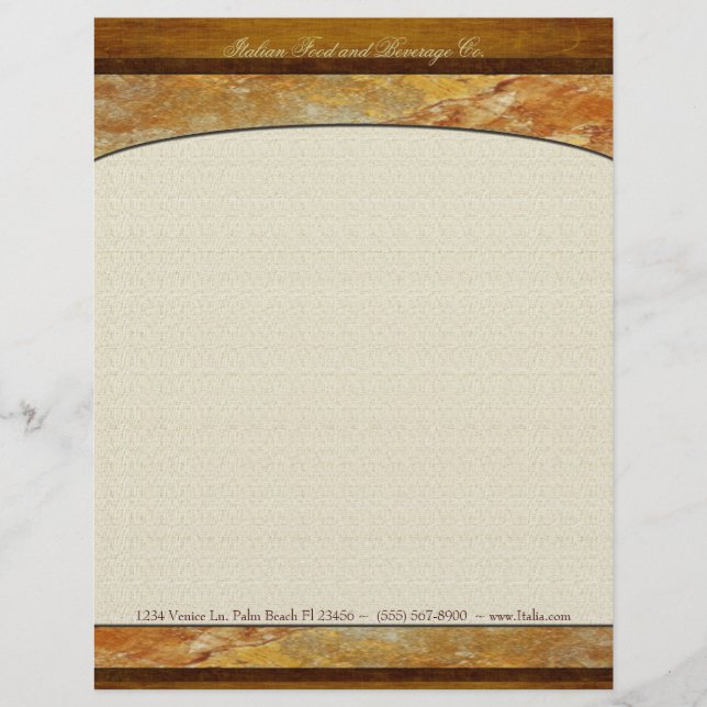 Tuscany Stone Custom Executive Personalized Letterhead (Front)