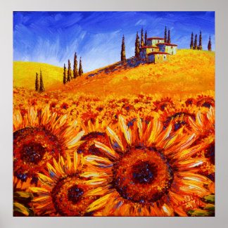 Tuscany Sunflower Hills Poster
