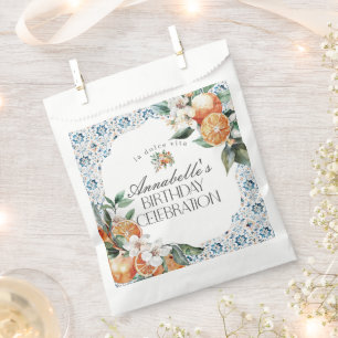 Tuscany Tile Citrus Orange Birthday Party Dessert Favour Bag