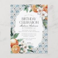 Tuscany Tile Coastal Italian Birthday Invitation