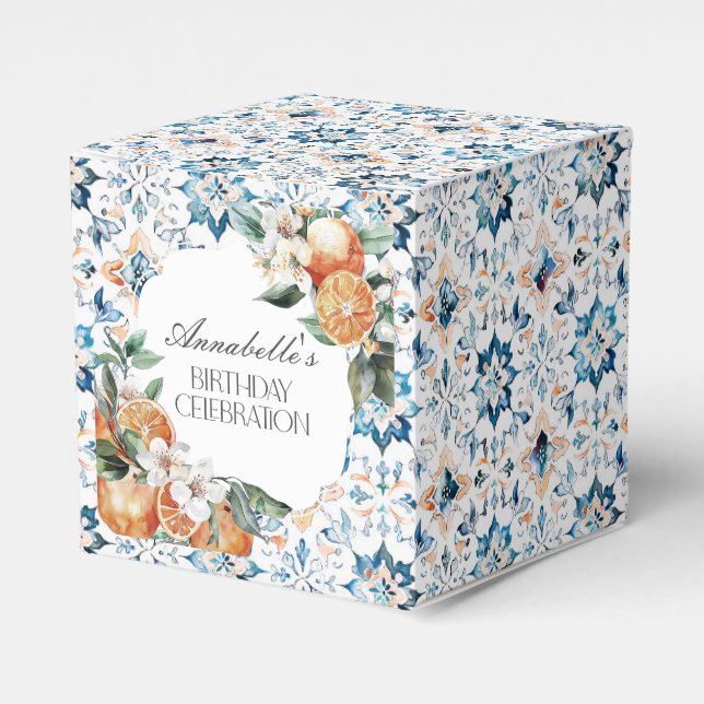 Tuscany Tile Italian Birthday Party Dessert Favour Favor Box (Front Side)