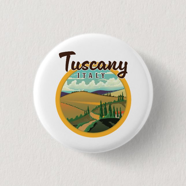 Tuscany travel logo 1 inch round button (Front)