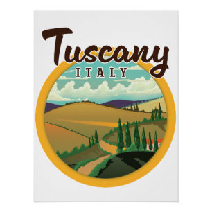 Tuscany travel logo poster