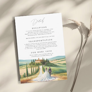Tuscany Watercolor Illustration Skyline Wedding Enclosure Card
