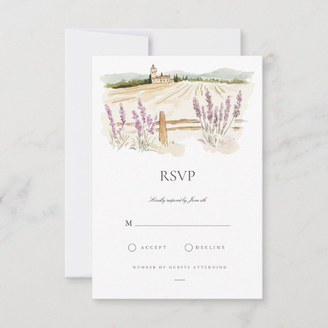 Tuscany Watercolor Italian RSVP Card (Front)