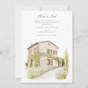 Tuscany Watercolor Italian Wedding Invitation Card