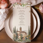 Tuscany Watercolor Italy Destination Wedding Menu<br><div class="desc">Immerse your guests in the culinary delights of Tuscany with our Tuscany Watercolor Italy Destination Wedding Menu. This exquisitely designed menu card promises to tantalize their taste buds and evoke the flavours of Italy amidst the enchanting backdrop of your destination wedding. Featuring a captivating watercolor depiction of Tuscany's rolling hills,...</div>