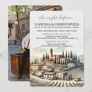 Tuscany Watercolor Wedding Rehearsal Invitation