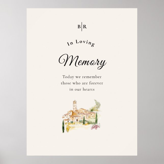 Tuscany Wedding In Loving Memory Sign Poster (Front)