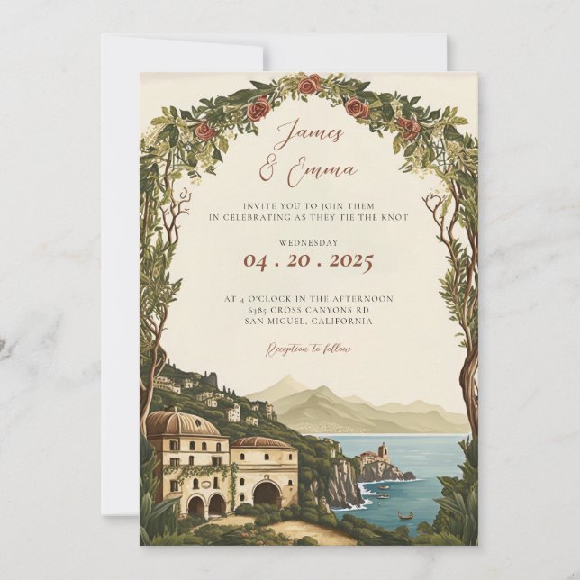 Tuscany Wedding | Italy Wedding invite| Lake Como Invitation (Front)