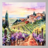 Tuscany Winery Watercolor Art