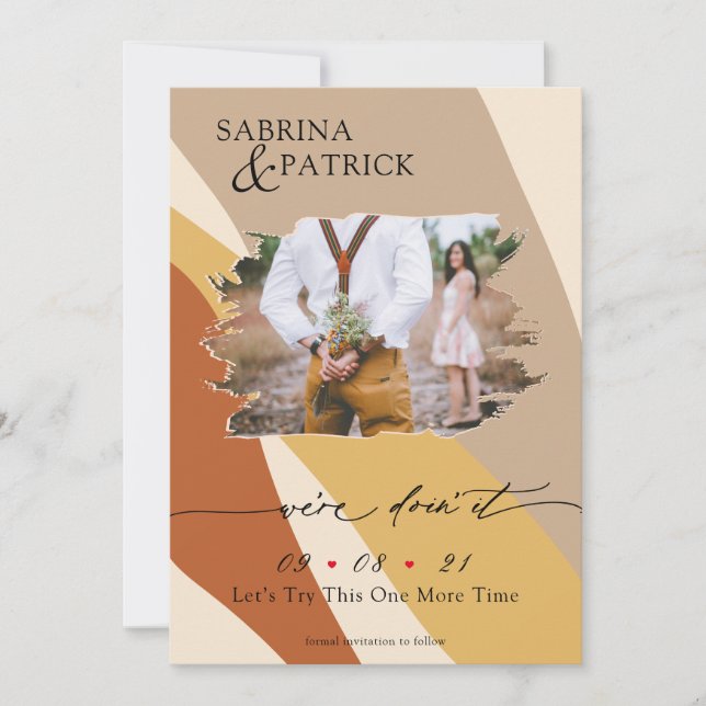 Tuscany Yellow Rust Beige Modern Abstract Photo Save The Date (Front)