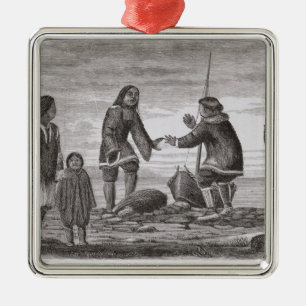 Tuski and Mahlemuts Trading for Oil Metal Ornament