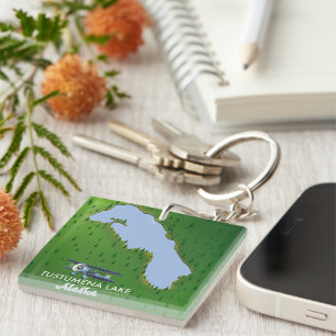 Tustumena Lake Travel map Acrylic Print Keychain