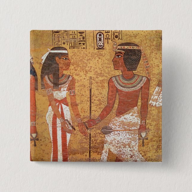 Tutankhamun  and his wife, Ankhesenamun 2 Inch Square Button (Front)