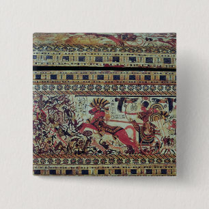 Tutankhamun  on his chariot attacking Africans 2 Inch Square Button