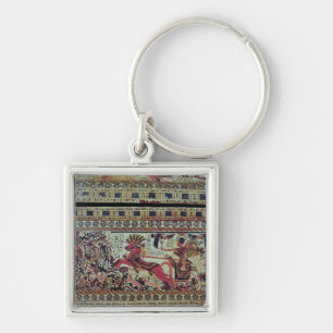 Tutankhamun on his chariot attacking Africans Keychain