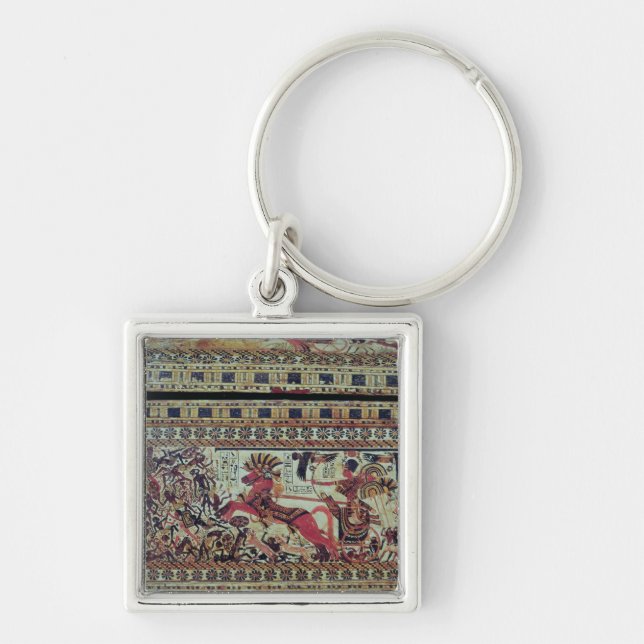 Tutankhamun  on his chariot attacking Africans Keychain (Front)