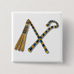 Tutankhamun’s Flail and Crook 2 Inch Square Button