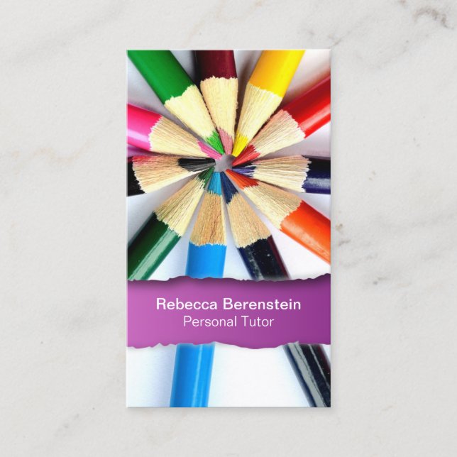 Tutor crayon couleur déchiré Carte de visite Fusch (Devant)