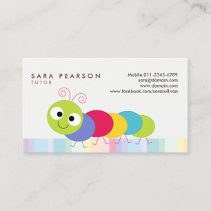 Tutor Cute Coloré Caterpillar Carte de visite