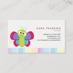 Tutor Cute Colourful Butterfly Business Card