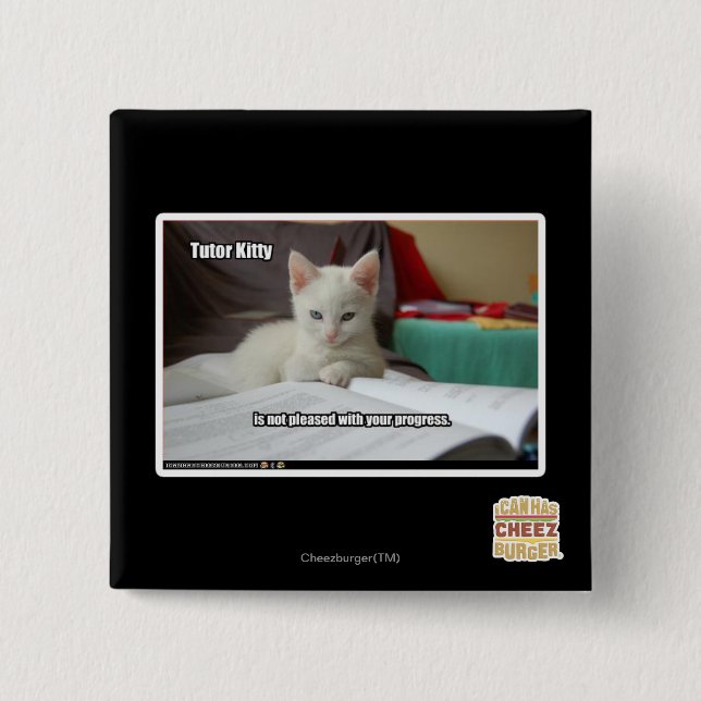 Tutor Kitty 2 Inch Square Button (Front)
