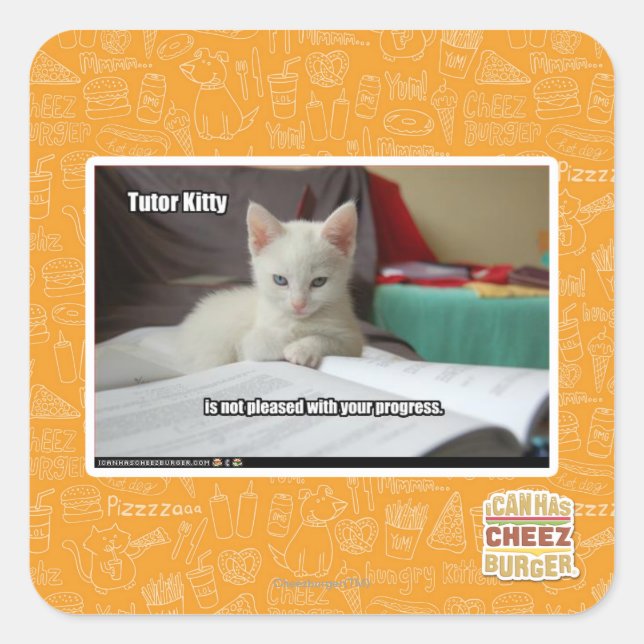 Tutor Kitty Square Sticker (Front)