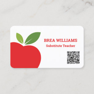 Tutor Substitute Teacher Custom QR Code Business Card